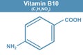 Chemistry illustration of Vitamin B10 in blue Royalty Free Stock Photo