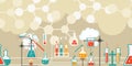 Chemistry infographic in a seamless pattern Royalty Free Stock Photo