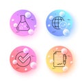 Chemistry lab, Agreement document and Verify minimal line icons. For web application, printing. Vector Royalty Free Stock Photo