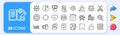 Chemistry lab, Checked file and Algorithm line icons. For web app, printing. App line icons. Vector Royalty Free Stock Photo