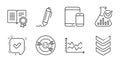 Chemistry lab, Diagram chart and Confirmed icons set. Diploma, Shoulder strap and Targeting signs. Vector