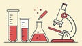 Chemistry Lab Equipment Microscope Test Tubes Beaker Vector, vector design Generative AI Royalty Free Stock Photo
