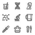 Chemistry lab icon set, outline style Royalty Free Stock Photo