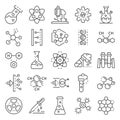 Chemistry lab icon set, outline style Royalty Free Stock Photo