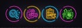 Chemistry lab, Journey and Checklist minimal line icons. For web application, printing. Neon laser 3d lights. Vector