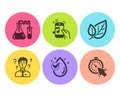 Chemistry lab, Leaf and Music phone icons set. Water drop, Support consultant and Timer signs. Vector