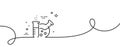 Chemistry lab line icon. Laboratory flask sign. Analysis. Continuous line with curl. Vector Royalty Free Stock Photo