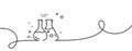 Chemistry lab line icon. Laboratory flask sign. Analysis. Continuous line with curl. Vector Royalty Free Stock Photo