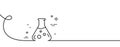 Chemistry lab line icon. Laboratory flask sign. Analysis. Continuous line with curl. Vector