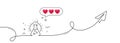 Chemistry lab line icon. Laboratory flask sign. Analysis. Continuous line with plane. Vector