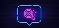 Chemistry lab line icon. Laboratory research sign. Analysis. Neon light speech bubble. Vector