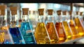 Chemistry lab Multicolored liquids in test tubes Science and chemistry concept AIG535 Royalty Free Stock Photo