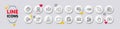 Chemistry lab, Online documentation and Accounting report line icons. For web app, printing Vector