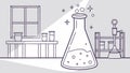 Chemistry Lab Setup: Beakers and Flasks for Scientific Experiments, vector design Generative AI Royalty Free Stock Photo