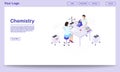 Chemistry lab staff isometric landing page template. Male scientist studying substance sample in microscope in medical laboratory Royalty Free Stock Photo