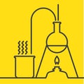 Chemistry with lab test and research equipment