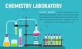 Chemistry laboratory concept banner, flat style Royalty Free Stock Photo