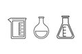 Scientific chemistry laboratory containers icons