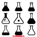 Chemistry Laboratory Glassware Vector Silhouette Set Experimentation Essentials Royalty Free Stock Photo
