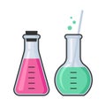 Chemistry laboratory test glass flask vector set