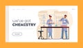 Chemistry Landing Page Template. Scientists Chemists Conduct Chemical Experiment and Scientific Research in Laboratory