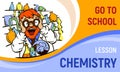 Chemistry lesson concept banner, cartoon style Royalty Free Stock Photo