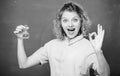 Chemistry lesson. Woman teacher performing experiment with bulb and liquid. Chemistry lab. Interesting and fascinating Royalty Free Stock Photo