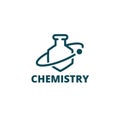 Chemistry logo icon. Chemical preparations, medicine drugs. Flask or bottle. Science vector icons.