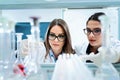 Young female researchers conducting laboratory test