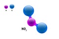 Chemistry model molecule nitrogen dioxide NO2 scientific element formula. Integrated particles natural inorganic 3d Royalty Free Stock Photo