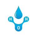 Chemistry model of water molecule H2O scientific elements. Integrated particles hydrogen and oxygen natural inorganic compound. Royalty Free Stock Photo