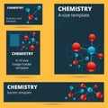 Chemistry, molecule, atomic theme business card, badge, poster a