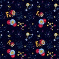 Chemistry molecule seamless pattern, hand drawn style