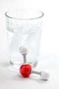 Chemistry molecule for water with a glass and ice