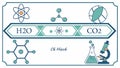 Chemistry molecules and flask, science formula and lab research vector design Generative AI