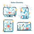 Chemistry online studying concept set. Online course or webinar