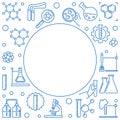 Chemistry outline colored vector frame. Chemical background Royalty Free Stock Photo