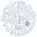 Chemistry Pharmacology Natural sciences Vector doodle set