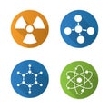 Chemistry and physics. Flat design long shadow icons set