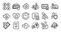 Chemistry pipette, Rejected payment and Chemistry experiment line icons set. Vector