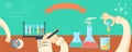 Chemistry research horisontal vector banner