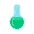 Chemistry round bottom flask with green liquid Royalty Free Stock Photo