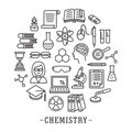 Chemistry school circle icon set