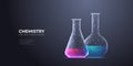 Chemistry science concept. Laboratory test tubes with color liquid. Royalty Free Stock Photo