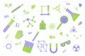 Chemistry science education with various objects and paper line background - vector illustration