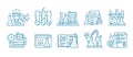 Chemistry science icon set. Education lab background. The production of chemicals kit. Laboratory research experiments Royalty Free Stock Photo