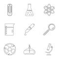 Chemistry science icon set, outline style Royalty Free Stock Photo