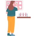 Chemistry science icon woman doing lab research