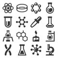 Chemistry Science Icons Set on White Background. Vector Royalty Free Stock Photo