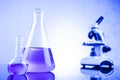 Chemistry science, Laboratory glassware background Royalty Free Stock Photo